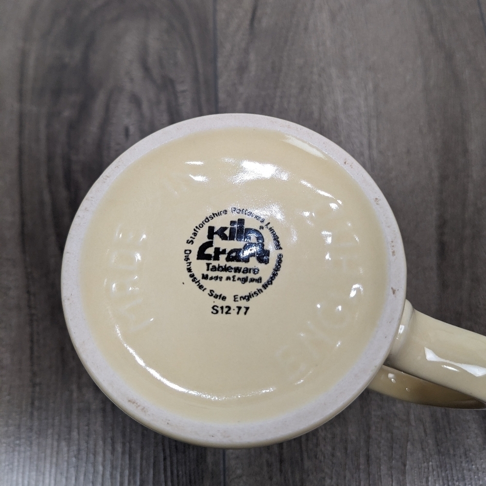 Kiln Craft England Kitchsy Coffee Tea Mug Pink Butter Yellow Floral Vintage 1970 - Picture 8 of 9